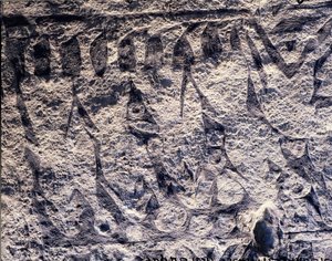 Detalhe de uma procissão ritual, da pedra da ilha de Gotland
